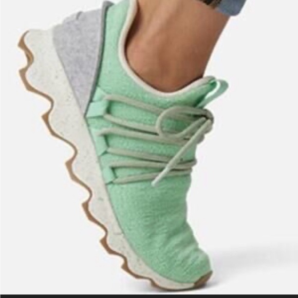 Sorel Shoes - Sorel Mint Green Knit Lace-Up Athletic Sneakers